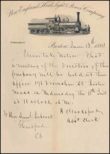 New England Heat, Light & Power Company 1884