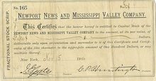 Newport News and Mississippi Valley Company - Huntington Printed Signature