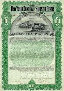 New York Central and Hudson River Railroad GOLD Bond 1898