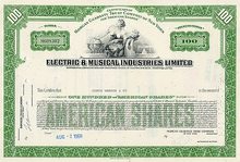 EMI Records Stock Certificate 1969
