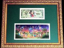 Disneyworld 2000 Dollar & Disney Characters - Framed