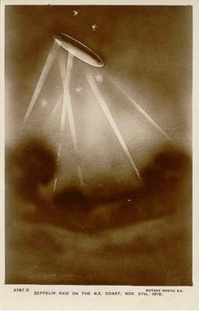 WWl Zepplin Photo Postcard - Zeppelin Raid on N.E. Coast