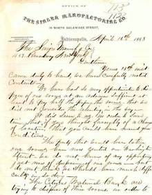 Office of The Singer Manufacturing Company Letter 1868