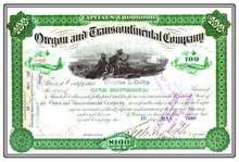 Oregon and Transcontinental Company 1888 - signed by Sidney Dillon