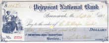 Pejepscot National Bank - Brunswick, Maine 1887