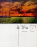 Postcard of a sunset on the Pacific Ocean