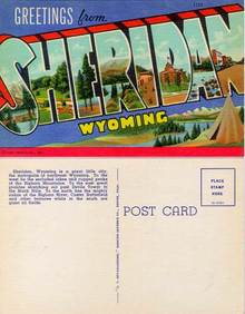 Postcard with Greetings from Sheridan, Wyoming