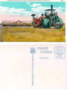 Postcard with harvesting scene, San Joaquin County near Stockton, California