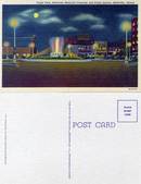 Postcard with a night view of the Belleville Memorial Fountain and Public Square, Belleville, Illinois