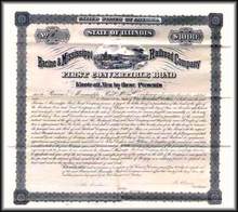 Racine and Mississippi Railroad Company 1875 Convertible Bond