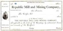 Republic Mill and Mining Company 1870's - Eureka Mining District,, California