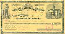 Nevada State Controllers Warrant 1884 - Carson City