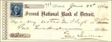 Second National Bank of Detroit Check 1864