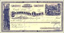 State Controller's Warrant 1880's - Carson City, Nevada