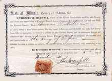 State of Illinois Citizenship Certificate for a Free White Person 1866