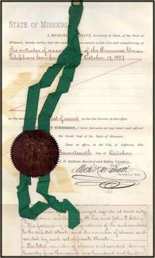 Emmner Union Telephone Company - Missouri 1887