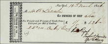 Shipping Receipt from Taylor & Merrill, Agents 1846 - Ship