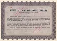 Universal Light and Power Company - Made out to E.H. Rollins and Sons