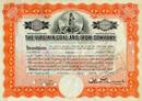 Virginia Coal and Iron Company Stock Certificate 1920's -Roman Goddess Virtus Vignette