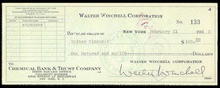 Walter Winchell Signed Check 1930's