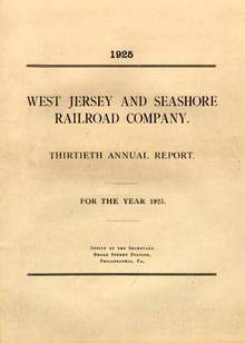 West Jersey and Seashore Railroad Company Thirtieth Annual Report 1925