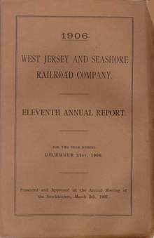 West Jersey and Seashore Railroad Company Eleventh Annual Report
