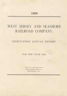 West Jersey and Seahshore Railroad Company 1926