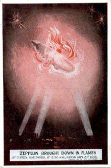 WWl Zepplin Down in Flames 1916