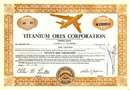 Titanium Ores Corporation Stock Certificate 1954 - Titanium Jet Bomber - Scripophily