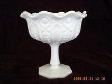 McKee Quintec Prescut Pattern Milk Glass Footed Jelly