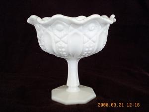 McKee Quintec Prescut Pattern Milk Glass Footed Jelly