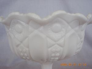 McKee Quintec Prescut Pattern Milk Glass Footed Jelly