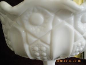 McKee Quintec Prescut Pattern Milk Glass Footed Jelly