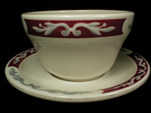 Syracuse China Embassy Pattern Boullion Cup and Matching Saucer