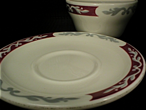 Syracuse China Embassy Pattern Boullion Cup and Matching Saucer