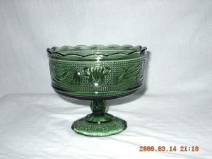 Vintage Green Pedestal Bowl/Compote