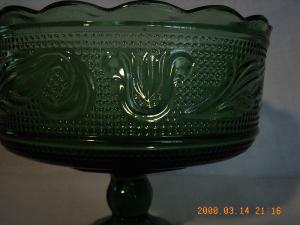 Vintage Green Pedestal Bowl/Compote