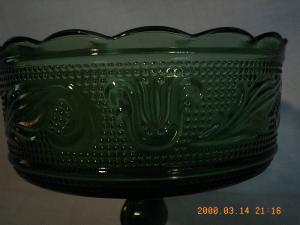 Vintage Green Pedestal Bowl/Compote