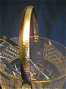 Nice Pressed Glass Ice Bucket with Tongs