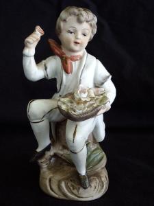 Norleans Japan Bisque Boy with Flowers