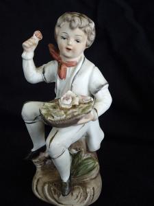 Norleans Japan Bisque Boy with Flowers