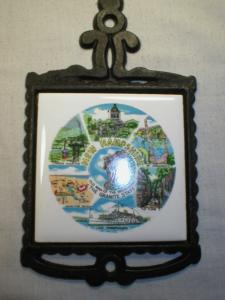 Souvenir Cast Iron & Tile Trivet New Hampshire