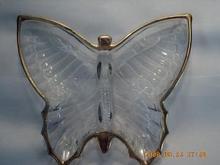 Pink Depression Butterfly Party Dish with Gold Trim