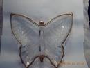 Pink Depression Butterfly Party Dish with Gold Trim