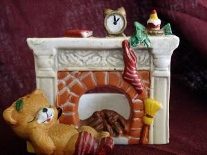 Sleeping Bear by Fireplace Votive Holder