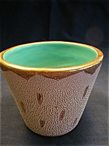 Nice Turquoise and Gold Italian Flower Pot
