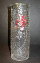 Imperial Glass Raised Rose on Fishnet Goofus Glass Vase