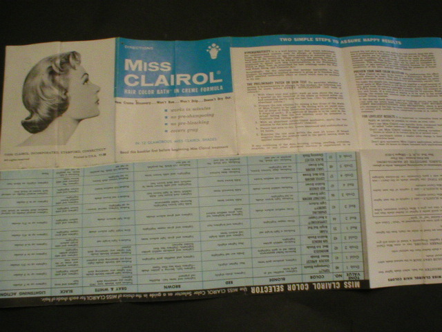 1956 Miss Clairol Hair Color Instructions