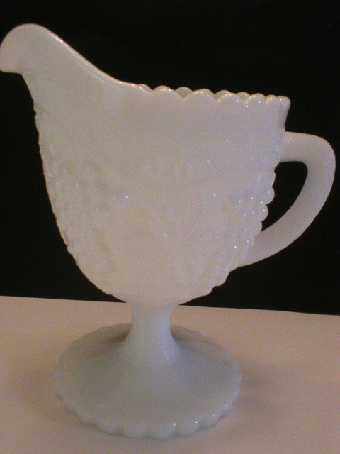 Imperial Milk Glass Grape Pattern Footed Creamer