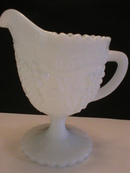 Imperial Milk Glass Grape Pattern Footed Creamer